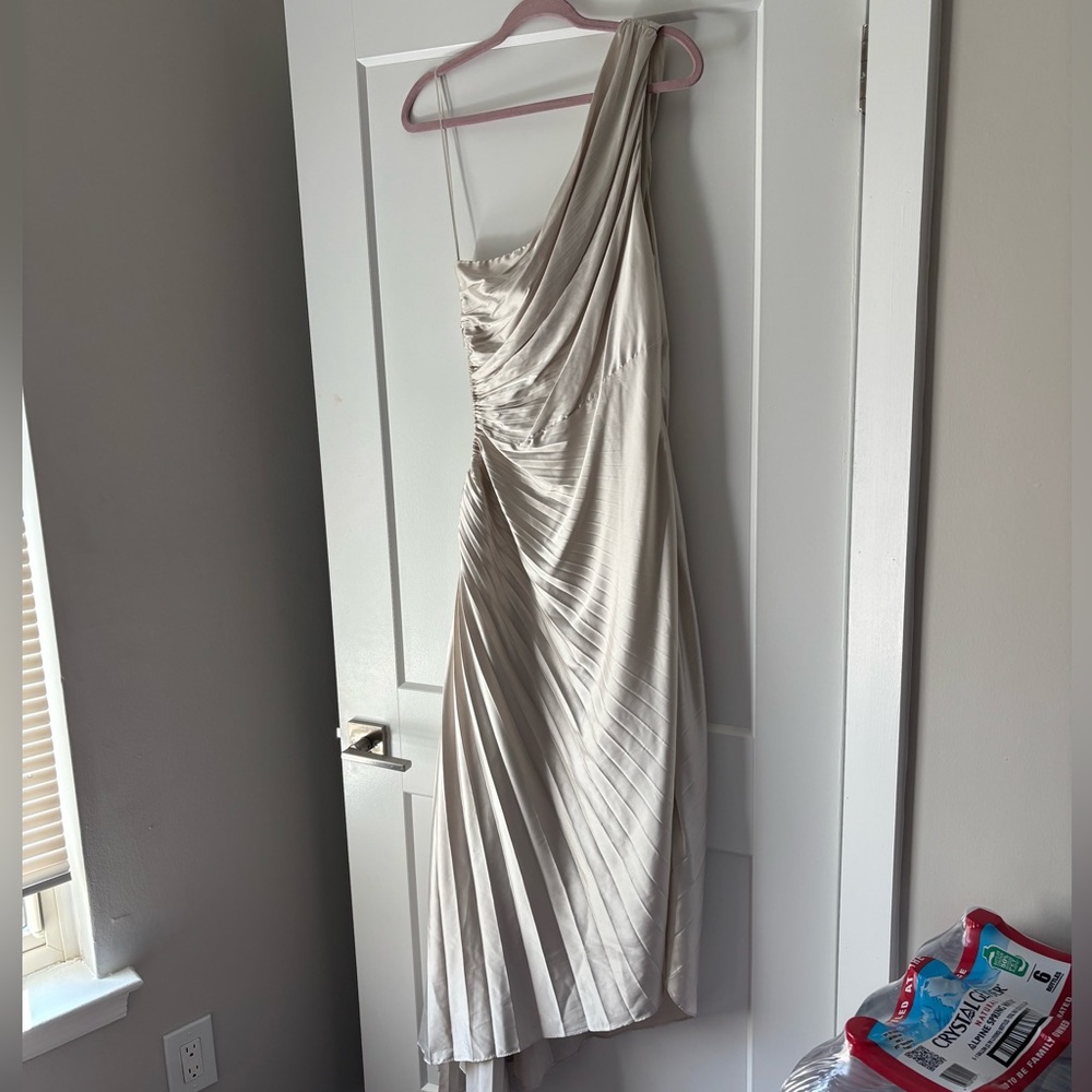 Dress Forum One Shoulder Asymmetrical Pleated Dress